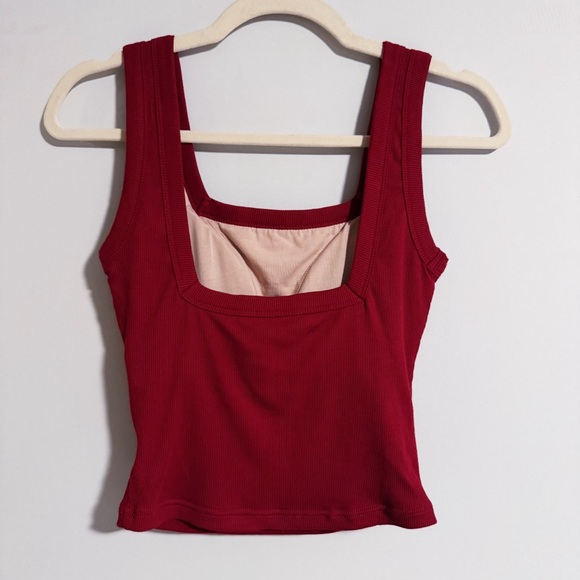 OGL - Red Ribbed Square Neck Tank - Picture 3 of 4